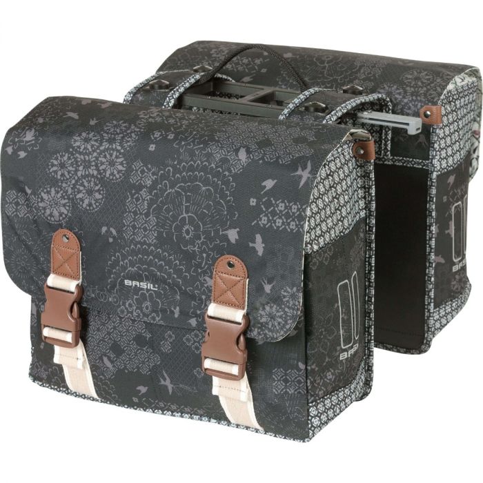 Basil Fahrradtasche dubbel Boheme Holzkohle MIK 35L